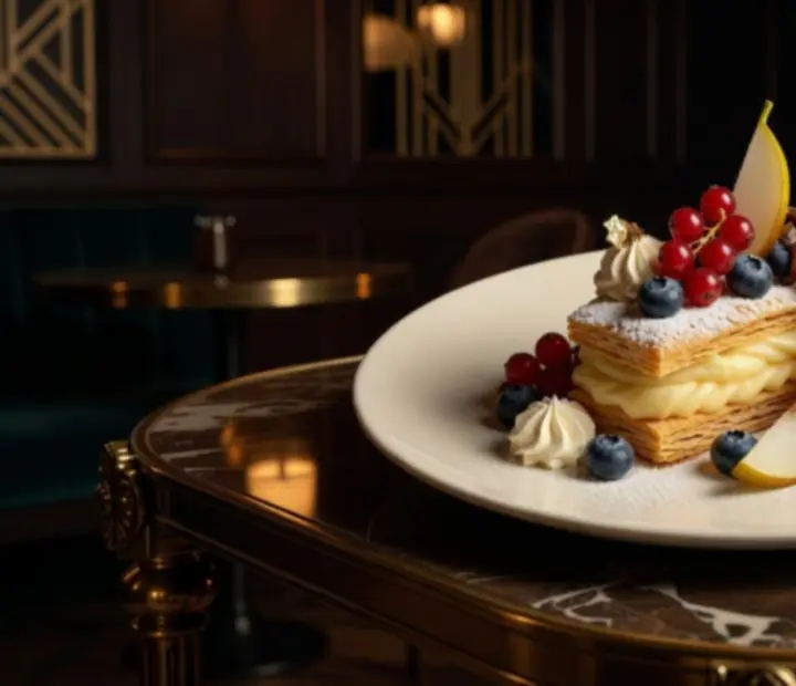 Wykwintny deser w eleganckiej restauracji