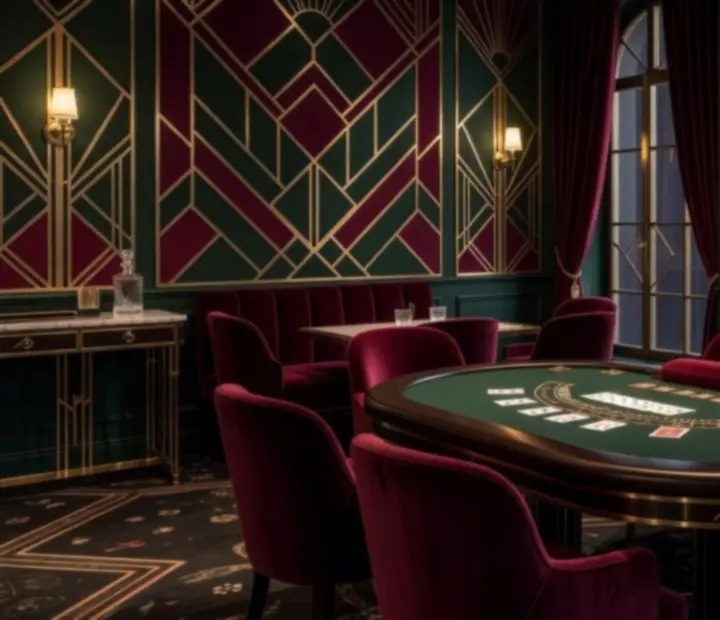 Salon kart w stylu art deco z blackjackiem w restauracji ADSIGHT LTD