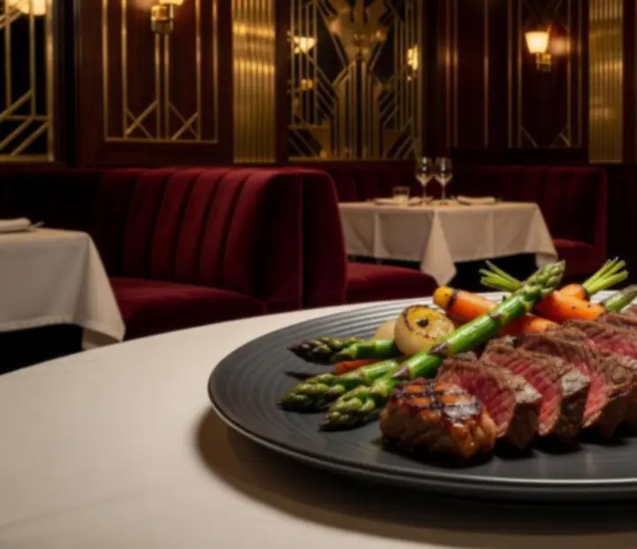 Soczysty steak premium serwowany wieczorem w eleganckiej restauracji z nastrojowym oświetleniem